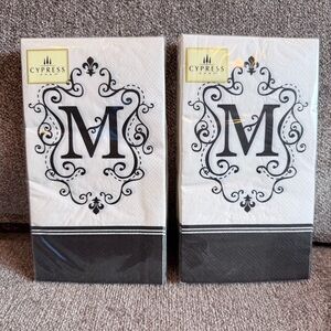 New Cypress Home bundle of two monogrammed “M” packages of napkins